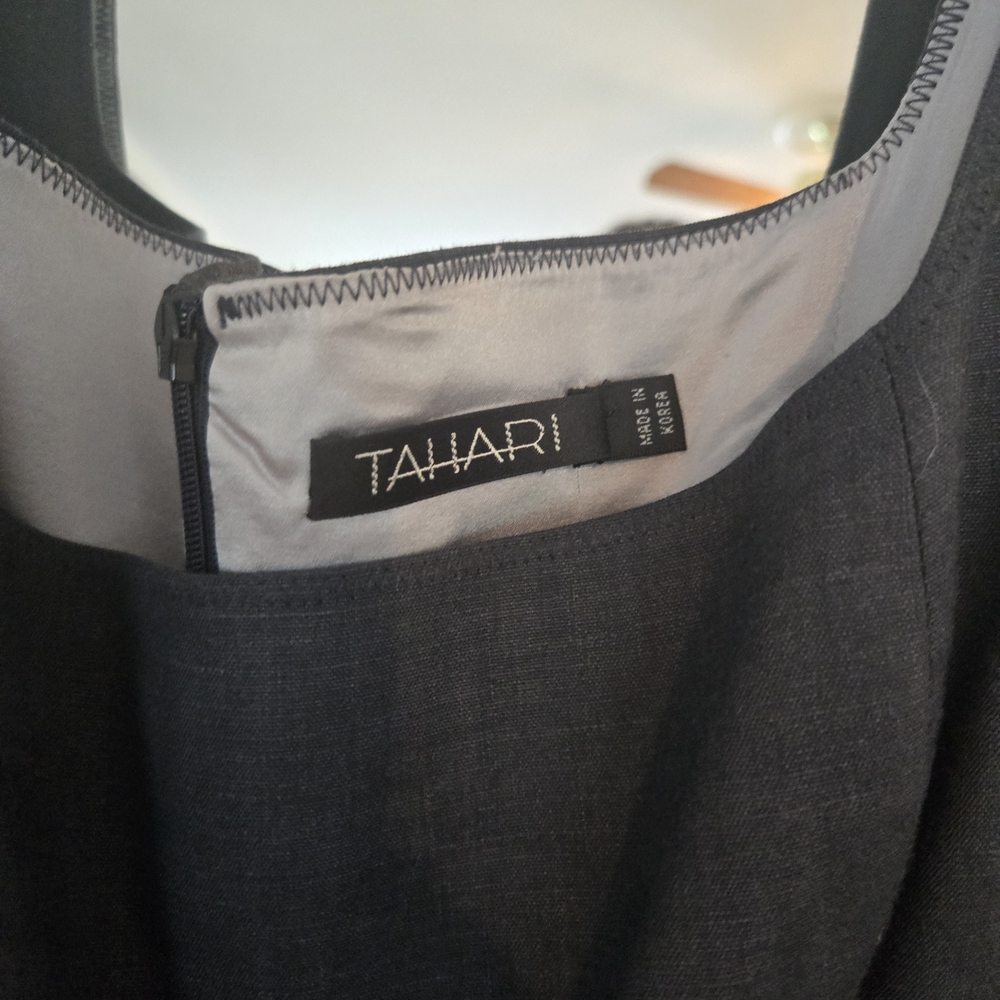 Tahari Black Linen Blend Midi Sheath Dress – Size 12 - Picture 2 of 4